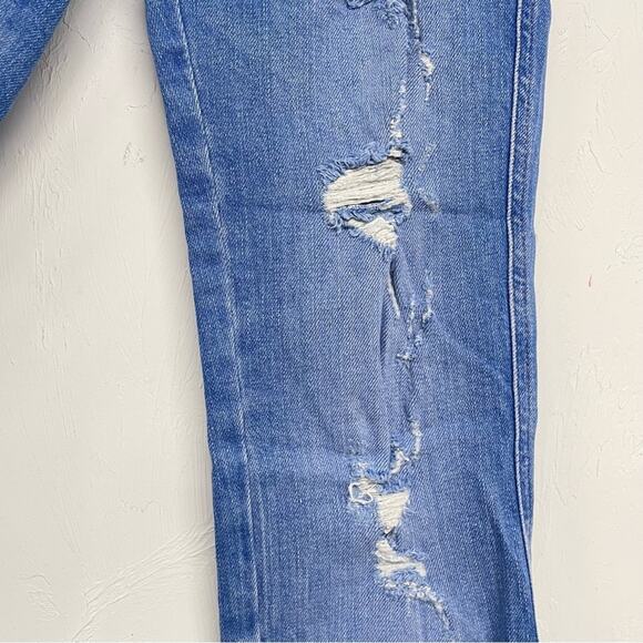 Zara Blue Distressed Raw Hem High Rise Skinny Jeans Womens 00 Zip Fly Classic - Picture 2 of 11